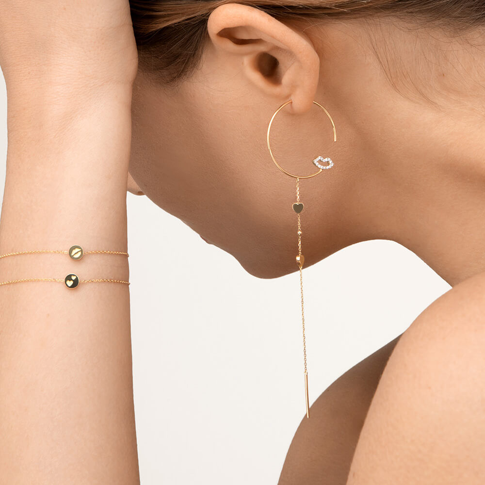 Modern Words Fine Crush Drop 18K Guld Hoop m. Diamant