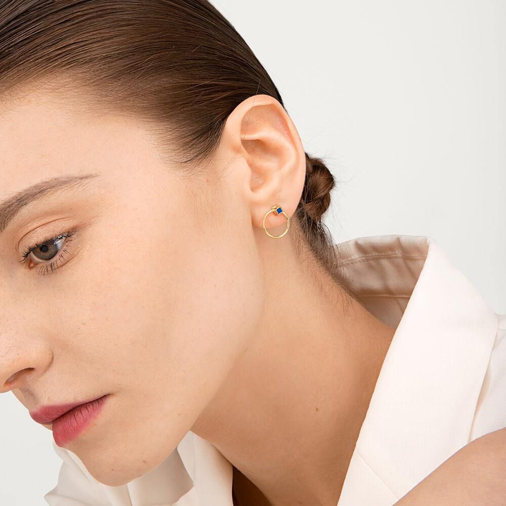 Orbit Infinity Cube Gold Plated Earrings