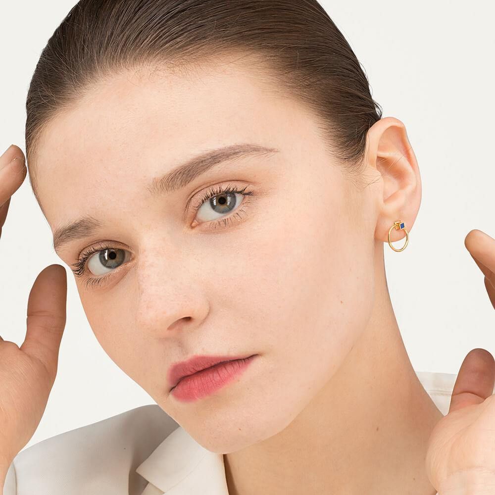 Orbit Infinity Cube Gold Plated Earrings