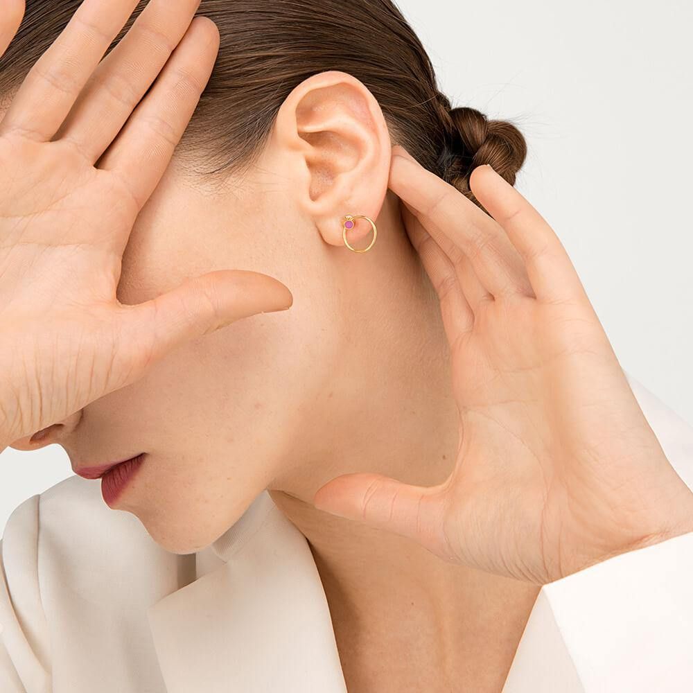 Orbit Infinity Dot Gold Plated Hoops