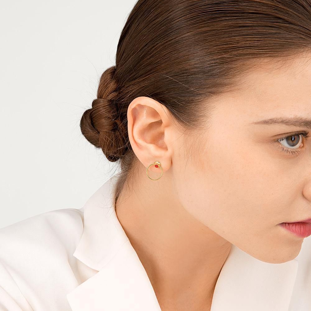 Orbit Infinity Rød Dot Forgyldte Hoops