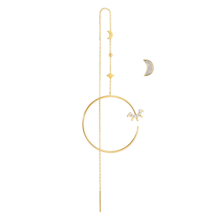Modern Words Fine Moonlight 18K Gold Earrings w. Diamond
