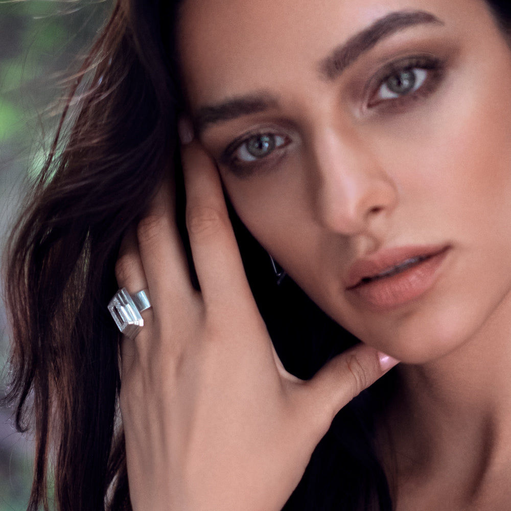 Icon Pyramide 18K Gold plattiert w. Diamant