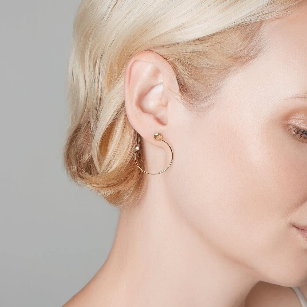 Orbit Fine Eclipse 14K Guld Øreringe m. Diamant