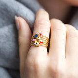 Orbit Infinity Red Dot Gold Plated Ring