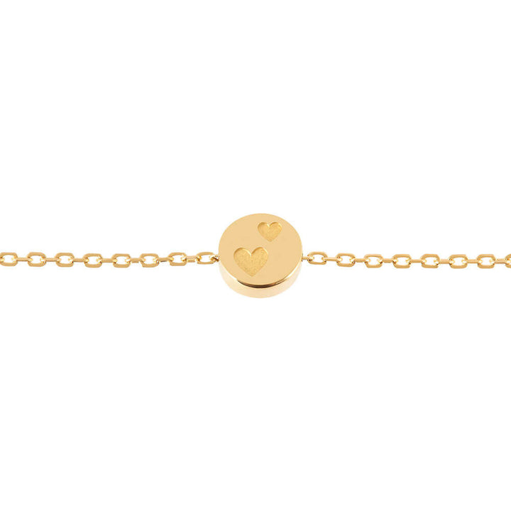 Modern Words Fine Double Heart 18K Gold Bracelet w. Diamond