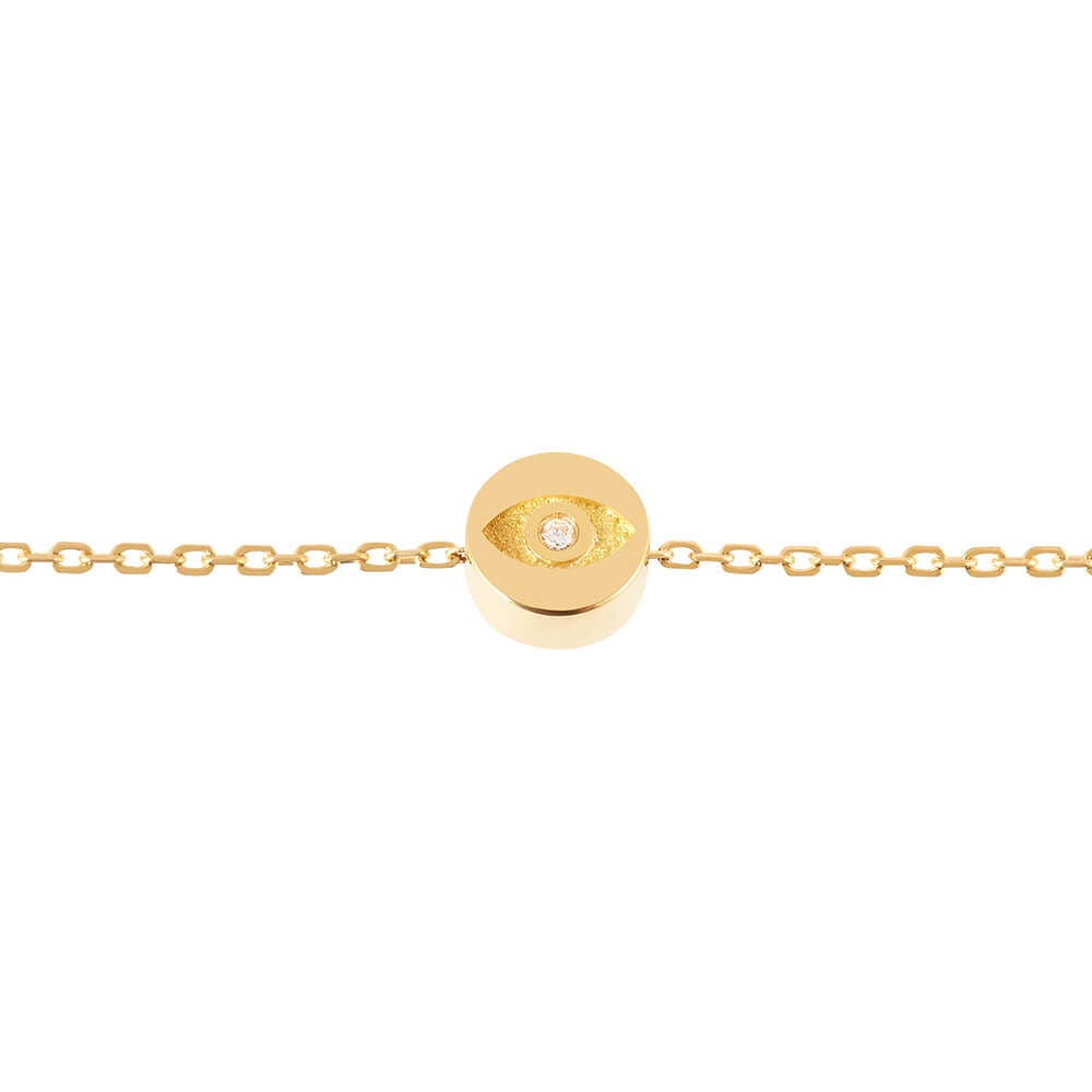 Modern Words Fine Iris 18K Gold Bracelet w. Diamond