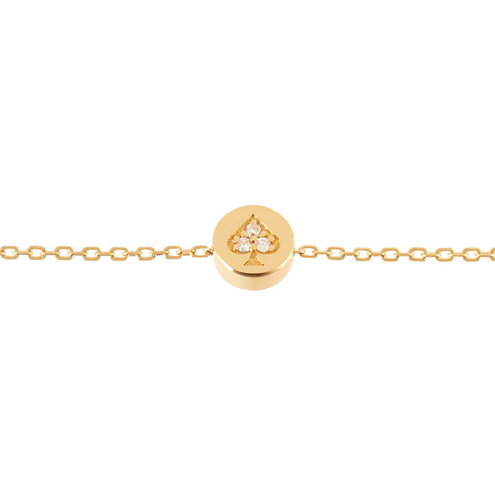 Modern Words Fine Spades 18K Gold Bracelet w. Diamond