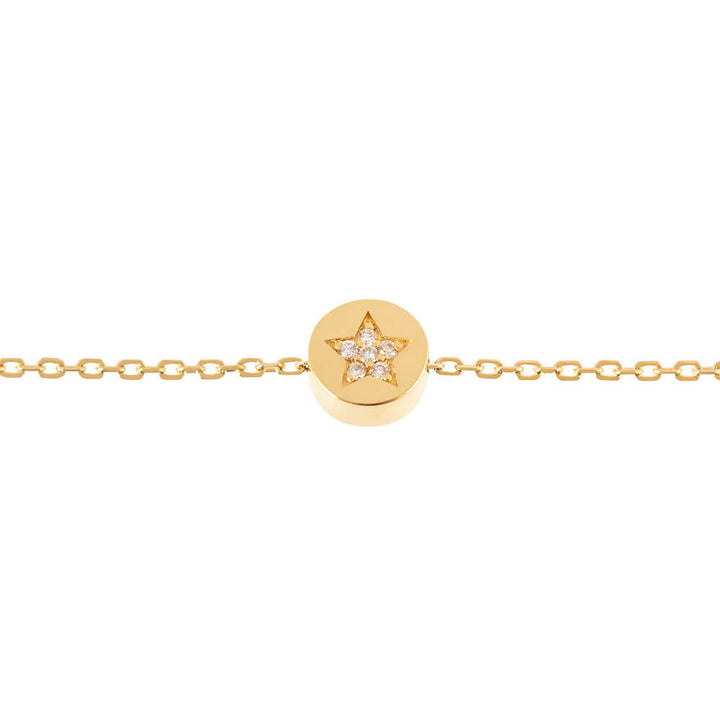 Modern Words Fine Star 18K Gold Bracelet w. Diamond