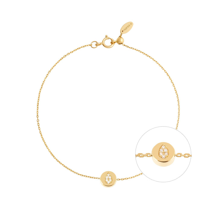 Modern Words Fine Tear Drop 18K Gold Bracelet w. Diamond