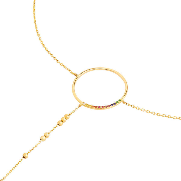 Modern Words Fine Rainbow Choker 18K Gold Necklace w. Diamond, Sapphire, Ruby, Tsavorite & Garnet