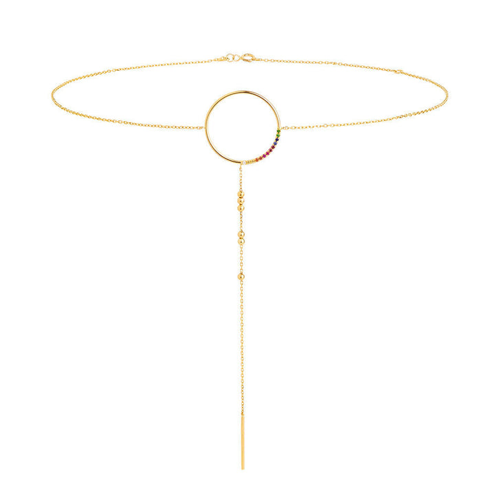 Modern Words Fine Rainbow Choker 18K Gold Necklace w. Diamond, Sapphire, Ruby, Tsavorite & Garnet