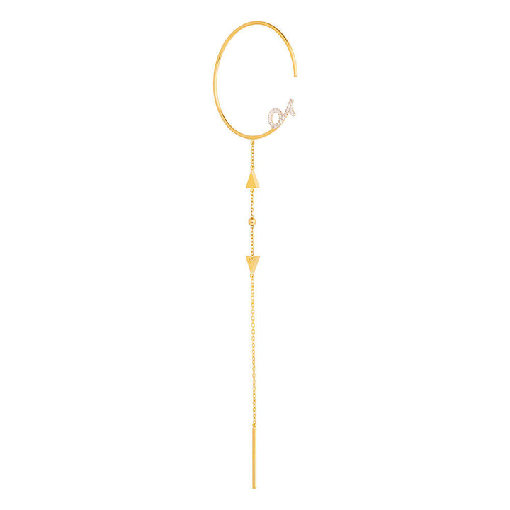 Modern Words Fine Melody Drop 18K Gold Hoop w. Diamond