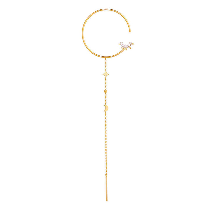 Modern Words Fine Moonlight Drop 18K Gold Earring w. Diamond