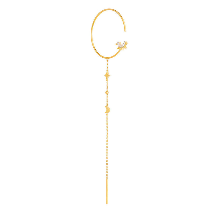 Modern Words Fine Moonlight Drop 18K Gold Earring w. Diamond