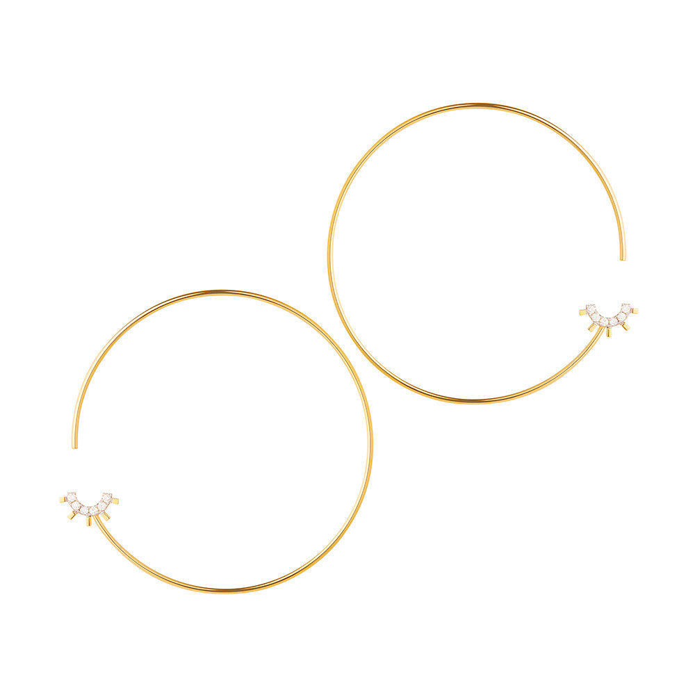 Modern Words Fine Moonlight 18K Guld Hoops m. Diamant