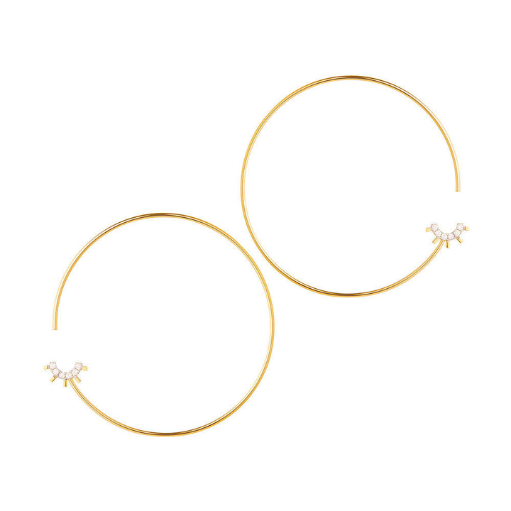 Modern Words Fine Moonlight 18K Guld Hoops m. Diamant