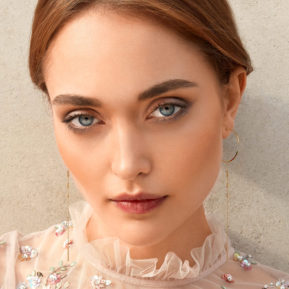 Modern Words Fine Lightning Drop 18K Guld Hoop m. Diamant