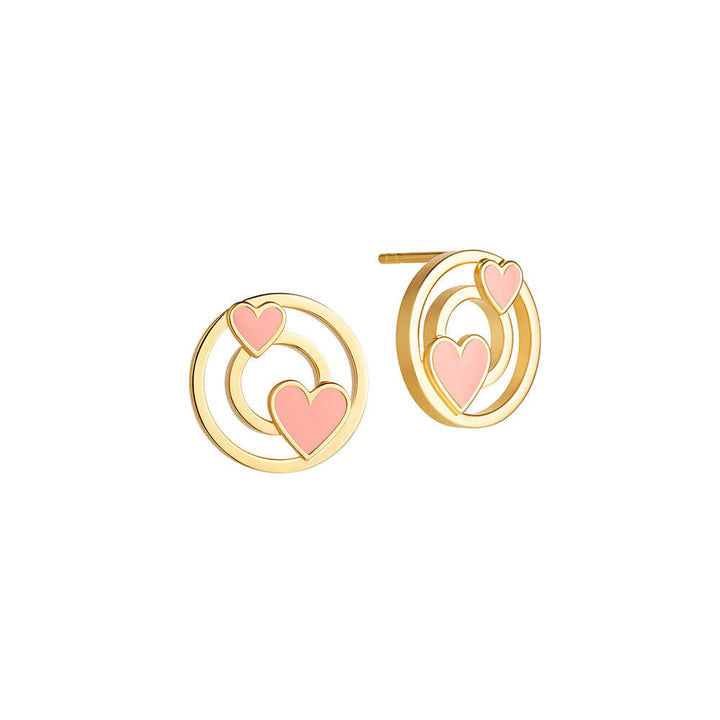 Modern Words Double Hearts 18K Gold Plated Studs