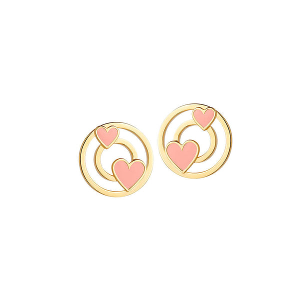 Modern Words Double Hearts 18K Gold Plated Studs