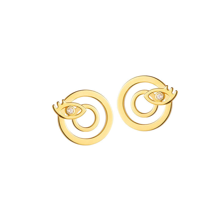 Modern Words Iris 18K Gold Plated Studs w. Crystal