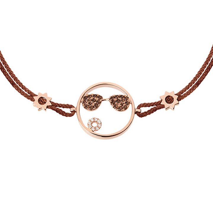 MOYEN Shades Cord 18K Rosegold Bracelet w. Quartz & Diamond