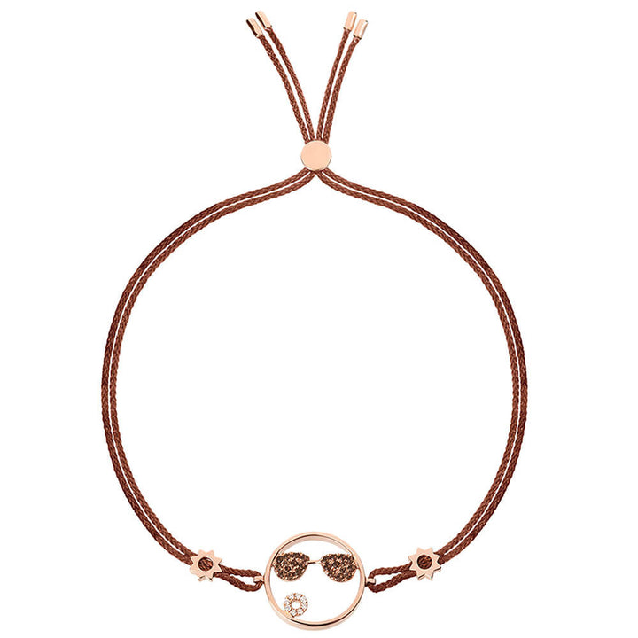 MOYEN Shades Cord 18K Rosegold Bracelet w. Quartz & Diamond