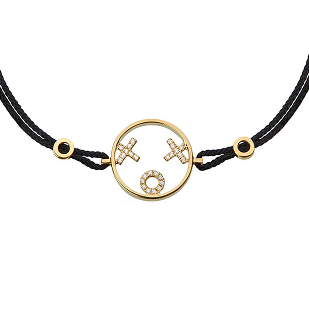 MOYEN XOXO Cord 18K Gold Bracelet w. Diamond