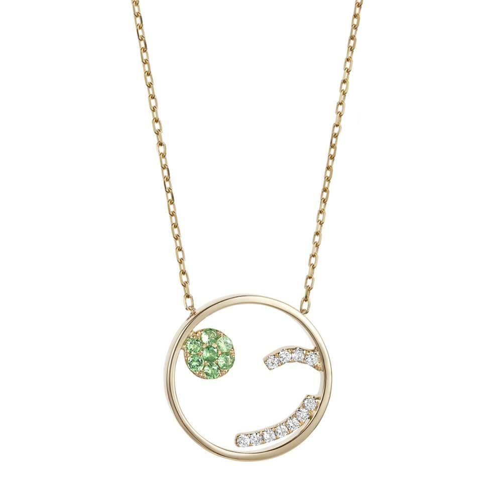 MOYEN Cheeky 18K Gold Necklace w. Tsavorite & Diamond