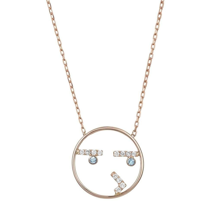 MOYEN Curious 18K Rosegold Necklace w. Topaz & Diamond