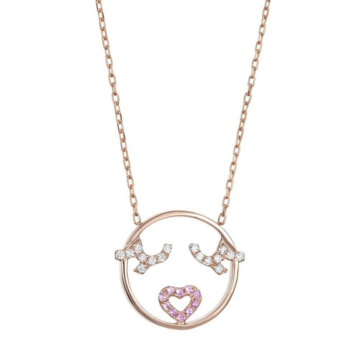MOYEN Flutter Eyes 18K Rosegold Necklace w. Sapphire & Diamond