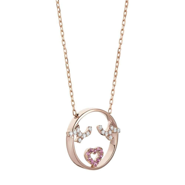 MOYEN Flutter Eyes 18K Rosegold Necklace w. Sapphire & Diamond