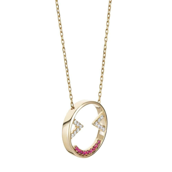 MOYEN Joyful 18K Gold Necklace w. Ruby & Diamond