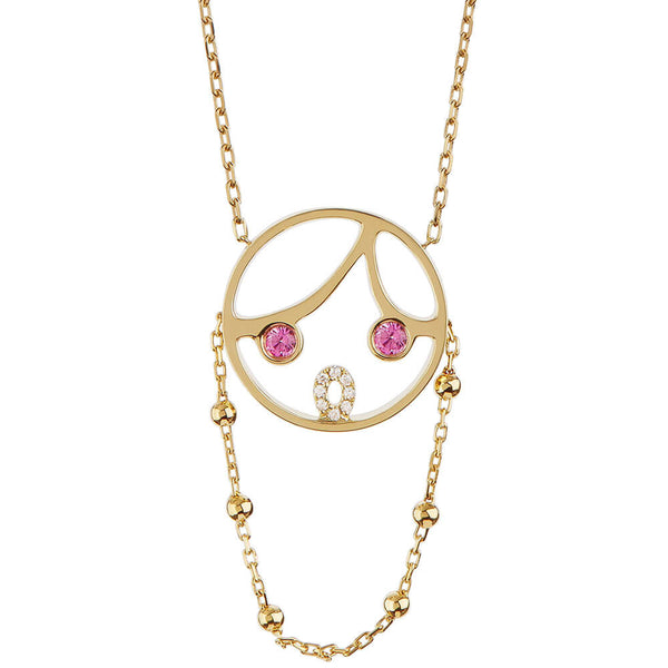 MOYEN Pink Lady 18K Gold Necklace w. Sapphire & Diamond
