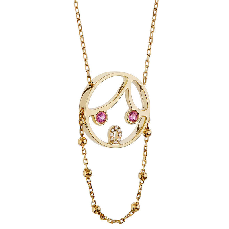MOYEN Pink Lady 18K Gold Necklace w. Sapphire & Diamond
