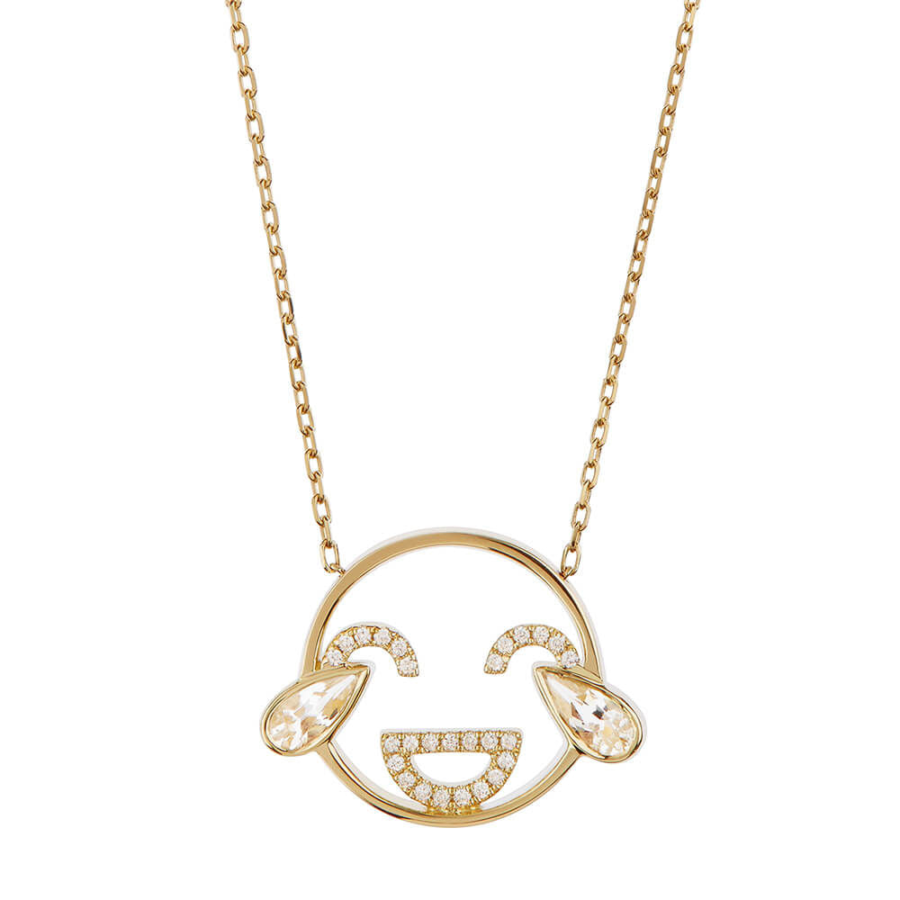 MOYEN LOL 18K Gold Necklace w. Diamond & Topaz