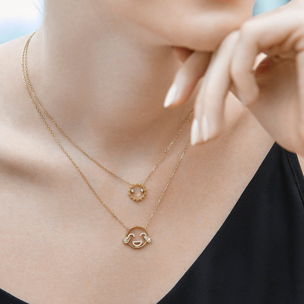 MOYEN LOL 18K Gold Necklace w. Diamond & Topaz