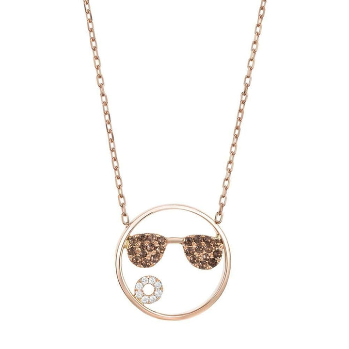 MOYEN Shades 18K Rosegold Necklace w. Quartz & Diamond