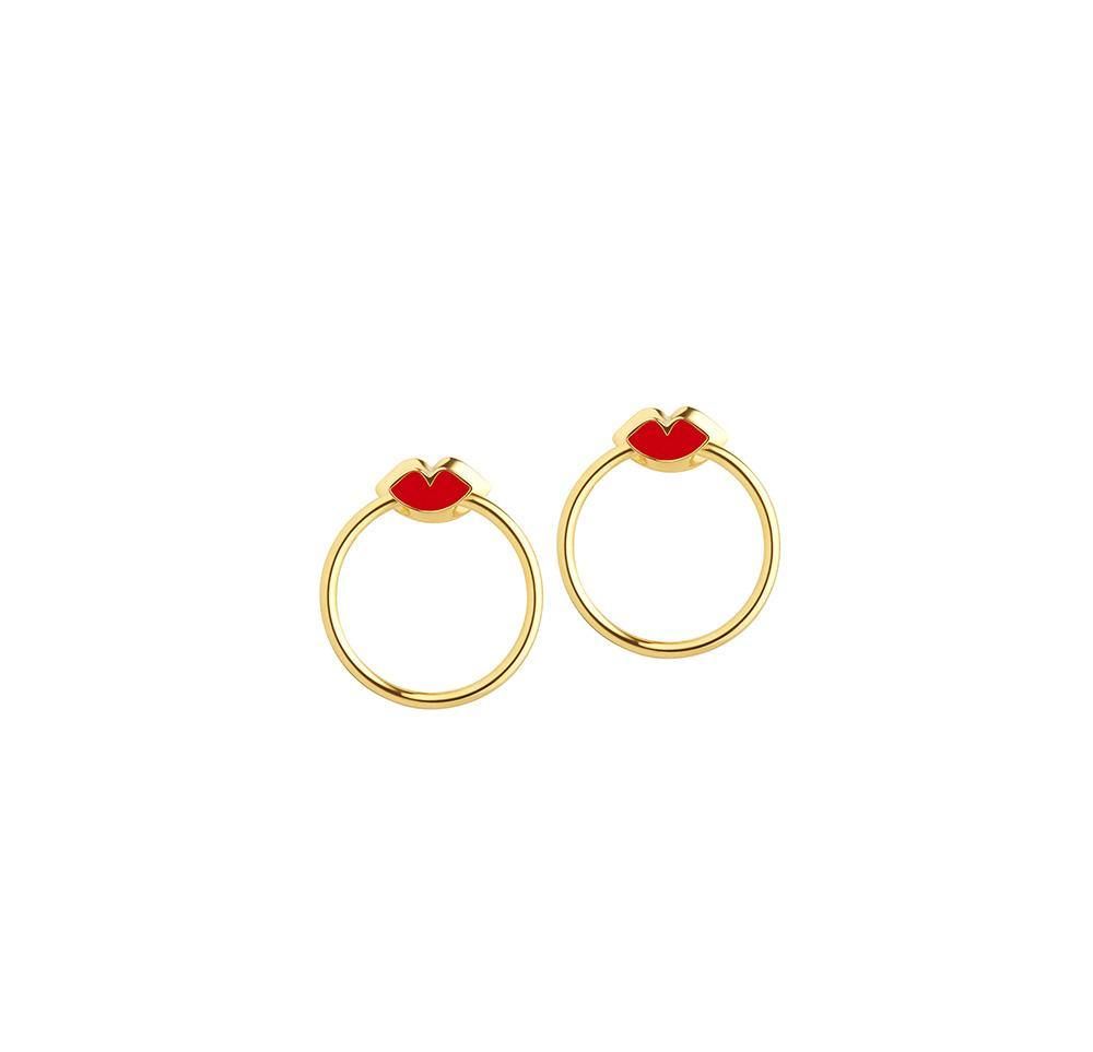Orbit Infinity Lips Gold Plated Earrings