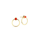 Orbit Infinity Red Dot Gold Plated Hoops