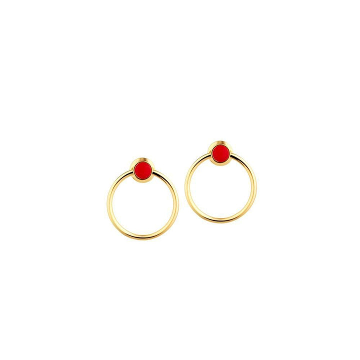 Orbit Infinity Red Dot Gold Plated Hoops