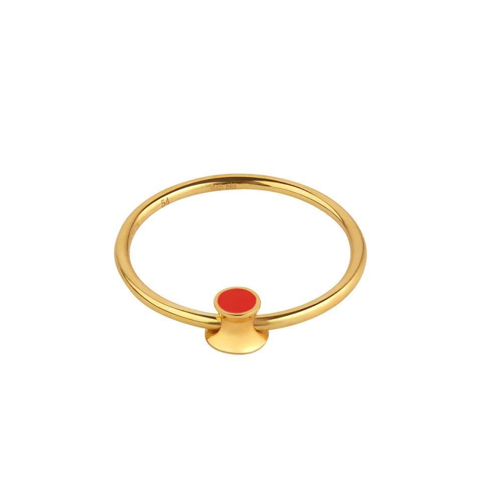 Orbit Infinity Rød Dot Forgyldt Ring