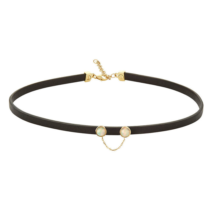 Premiere Augen auf dich Choker 18k Gold Halskette w. Opal
