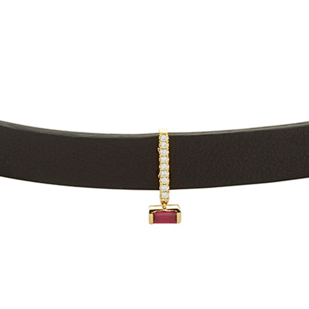 PREMIERE MWAH Diamond Choker 18K Gold Necklace w. Diamond & Ruby
