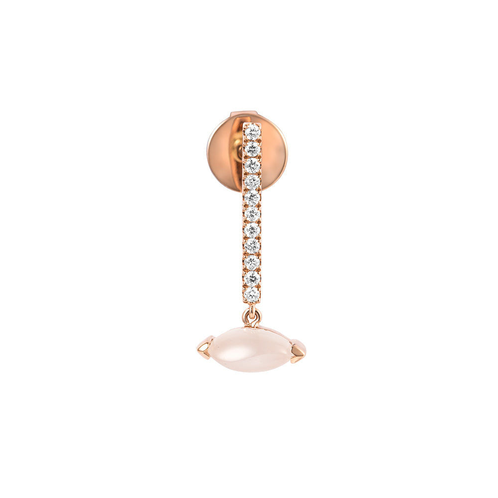 PREMIERE Florentina 18K Rosegold Ear Jacket w. Moonstone, Diamond & Chalcedony