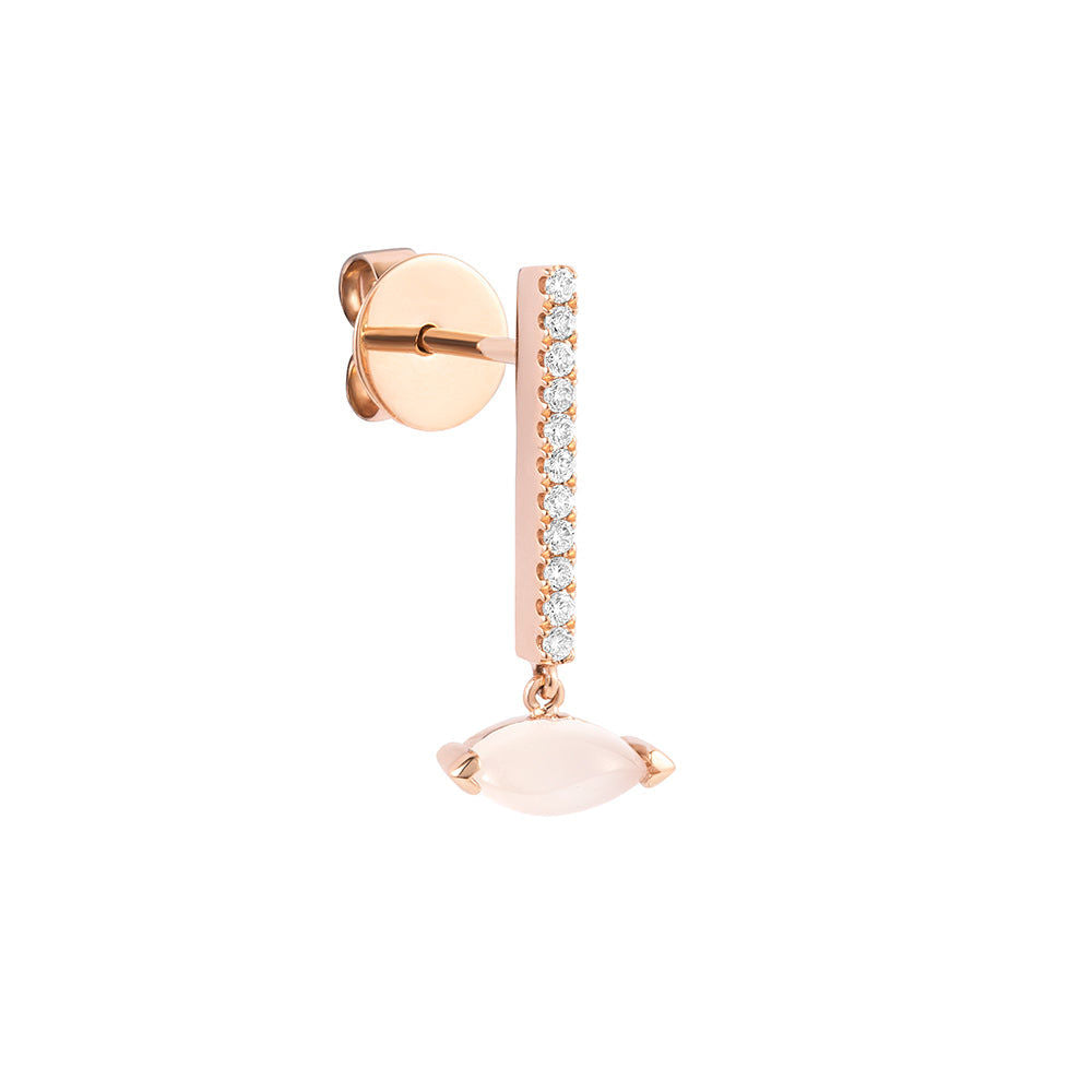 PREMIERE Florentina 18K Rosegold Ear Jacket w. Moonstone, Diamond & Chalcedony