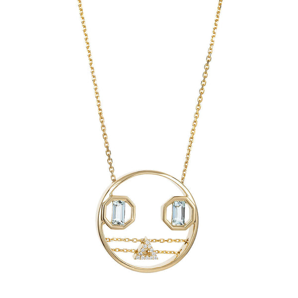 PREMIERE Octavia 18K Gold Necklace w. Aquamarine & Diamond