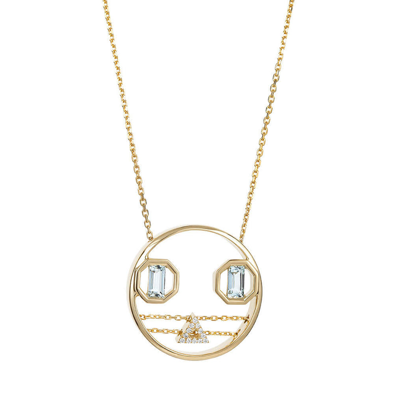 PREMIERE Octavia 18K Gold Necklace w. Aquamarine & Diamond
