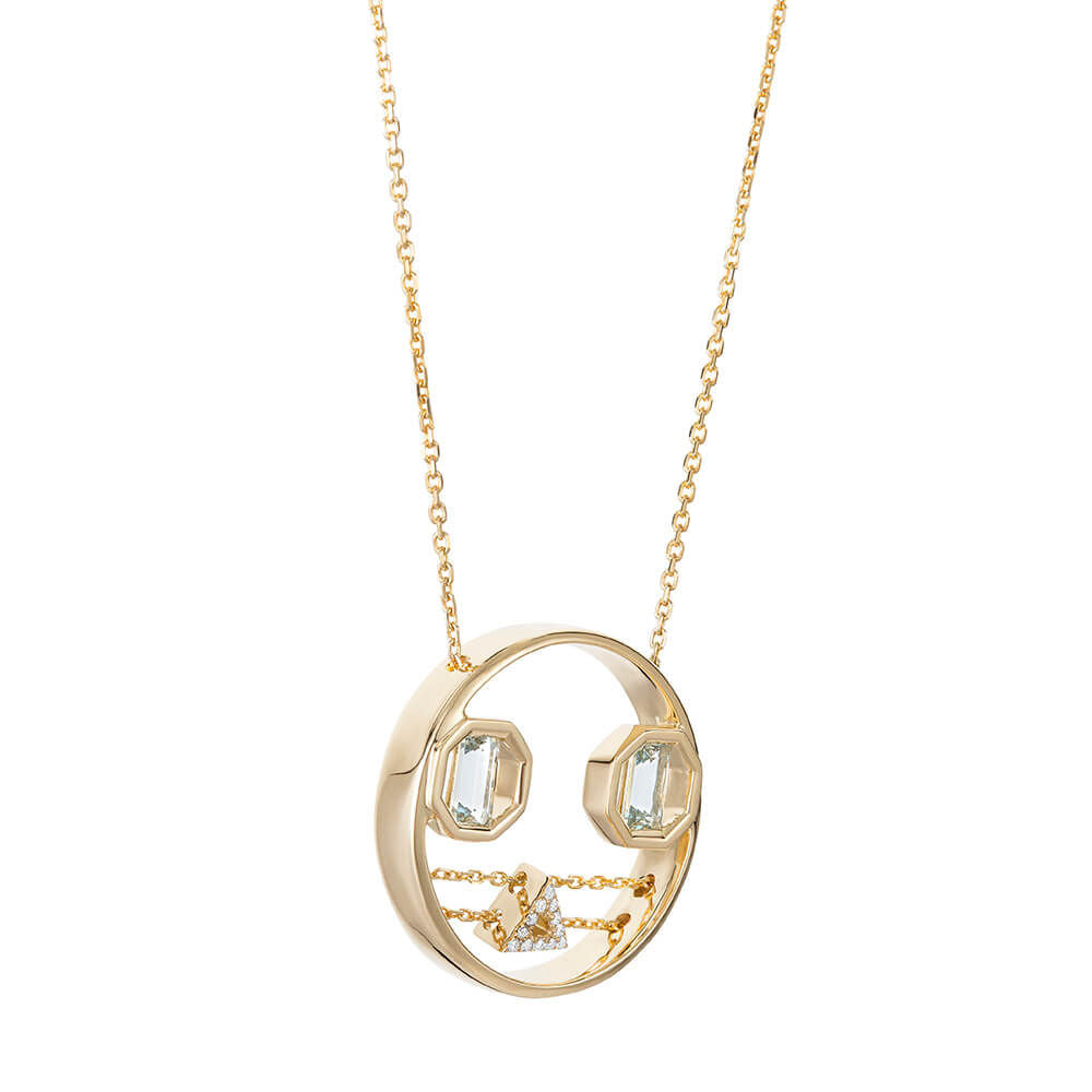 PREMIERE Octavia 18K Guld Halskæde m. Akvamarin & Diamant