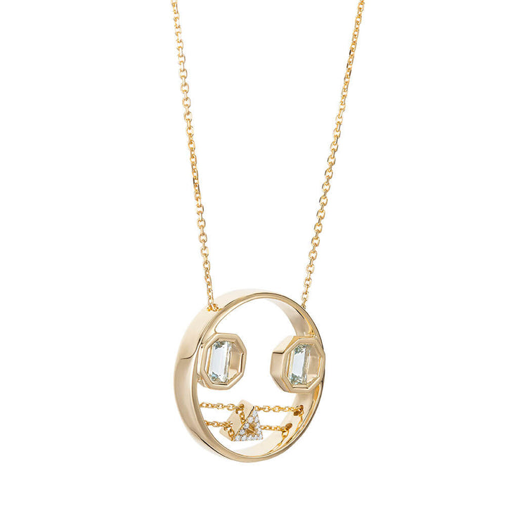 PREMIERE Octavia 18K Guld Halskæde m. Akvamarin & Diamant